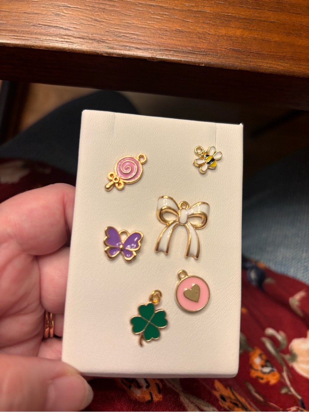 Cute Enamel Charm Set - interchangeable pendants Bow, Clover, Butterfly